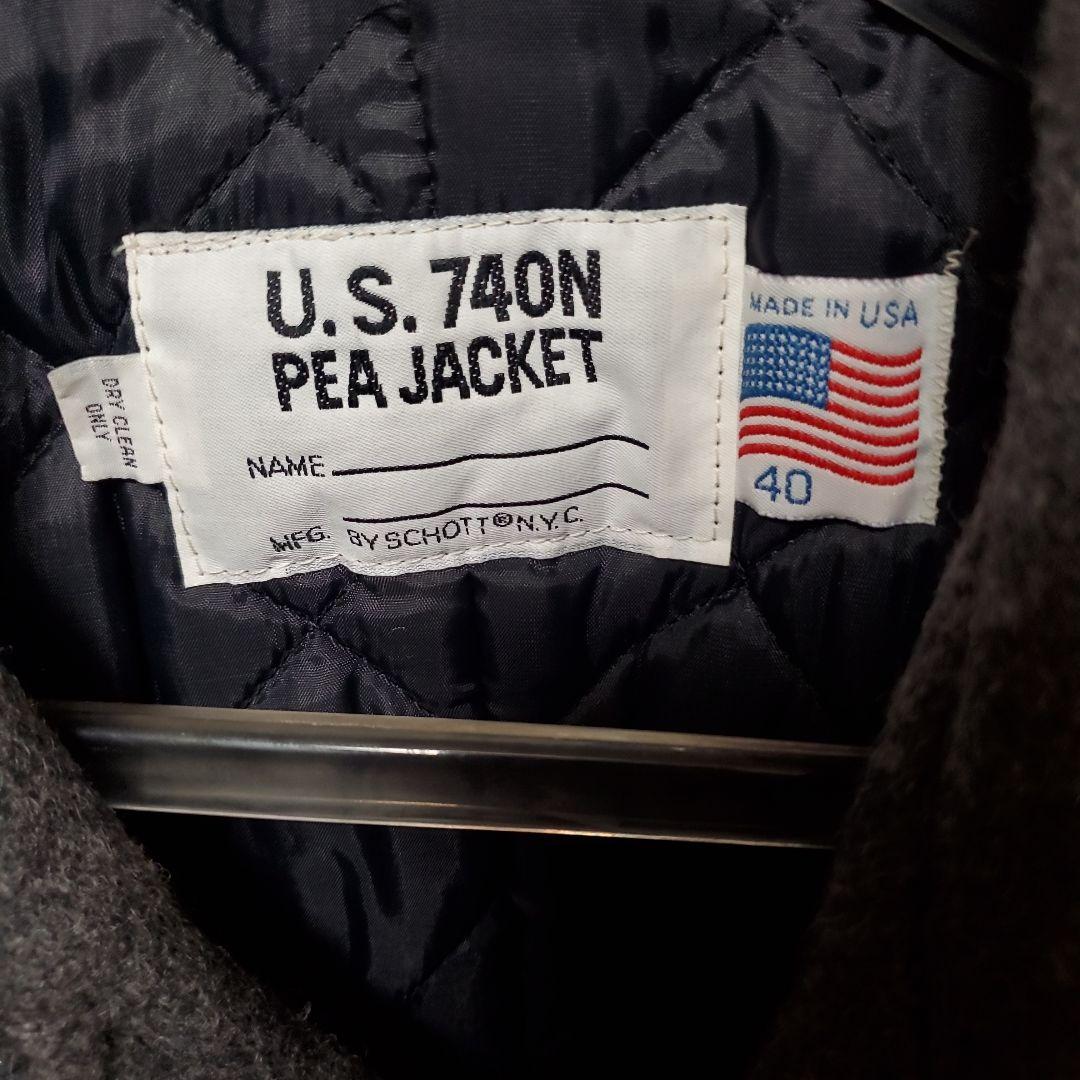 美品☆SCHOTT 740N PEA JACKET 40 グレー