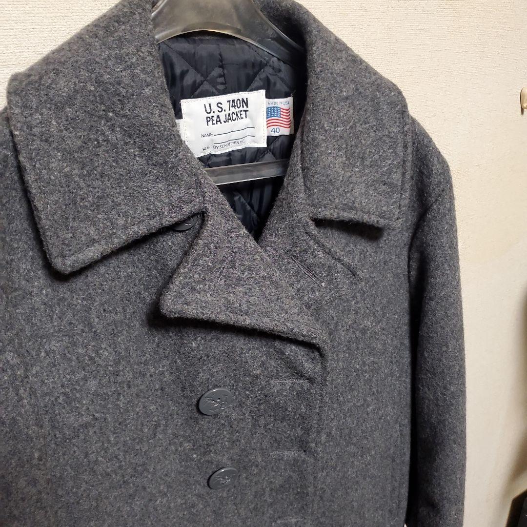 美品☆SCHOTT 740N PEA JACKET 40 グレー