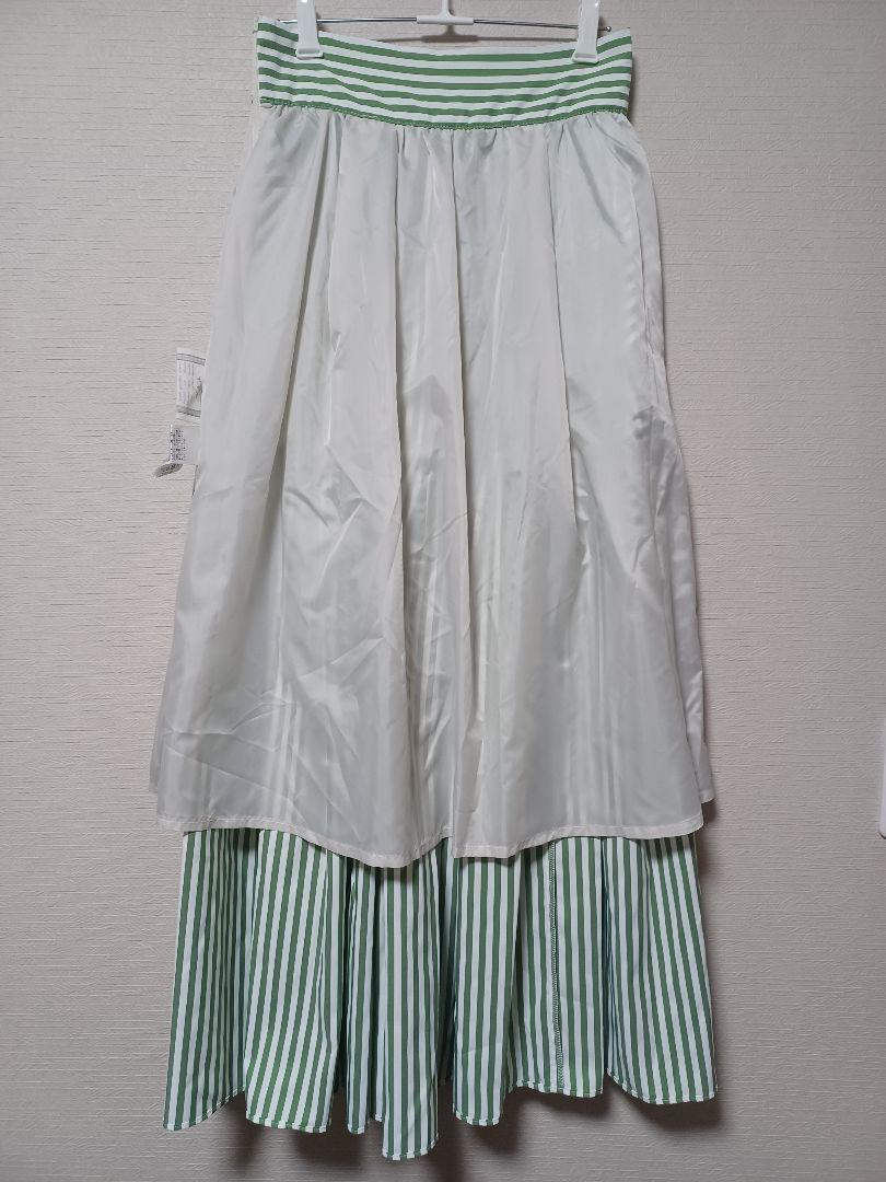 美品✨23SS ビアズリー ストライプティアード ギャザースカート