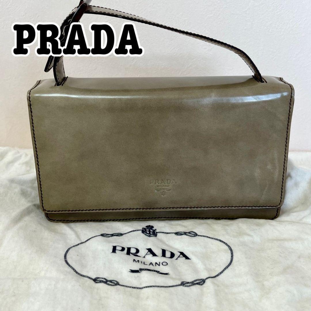 PRADA ベージュ レザー ハンドバッグ プラダ PRADA ☆ロゴエンボスレザー2WAYハンドバッグ - BORSA A