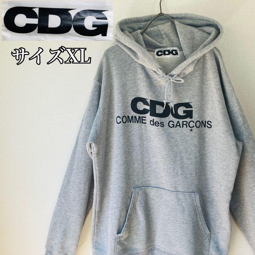 【大人気】コム デ ギャルソン パーカー サイズXL　 グレー ビックロゴ