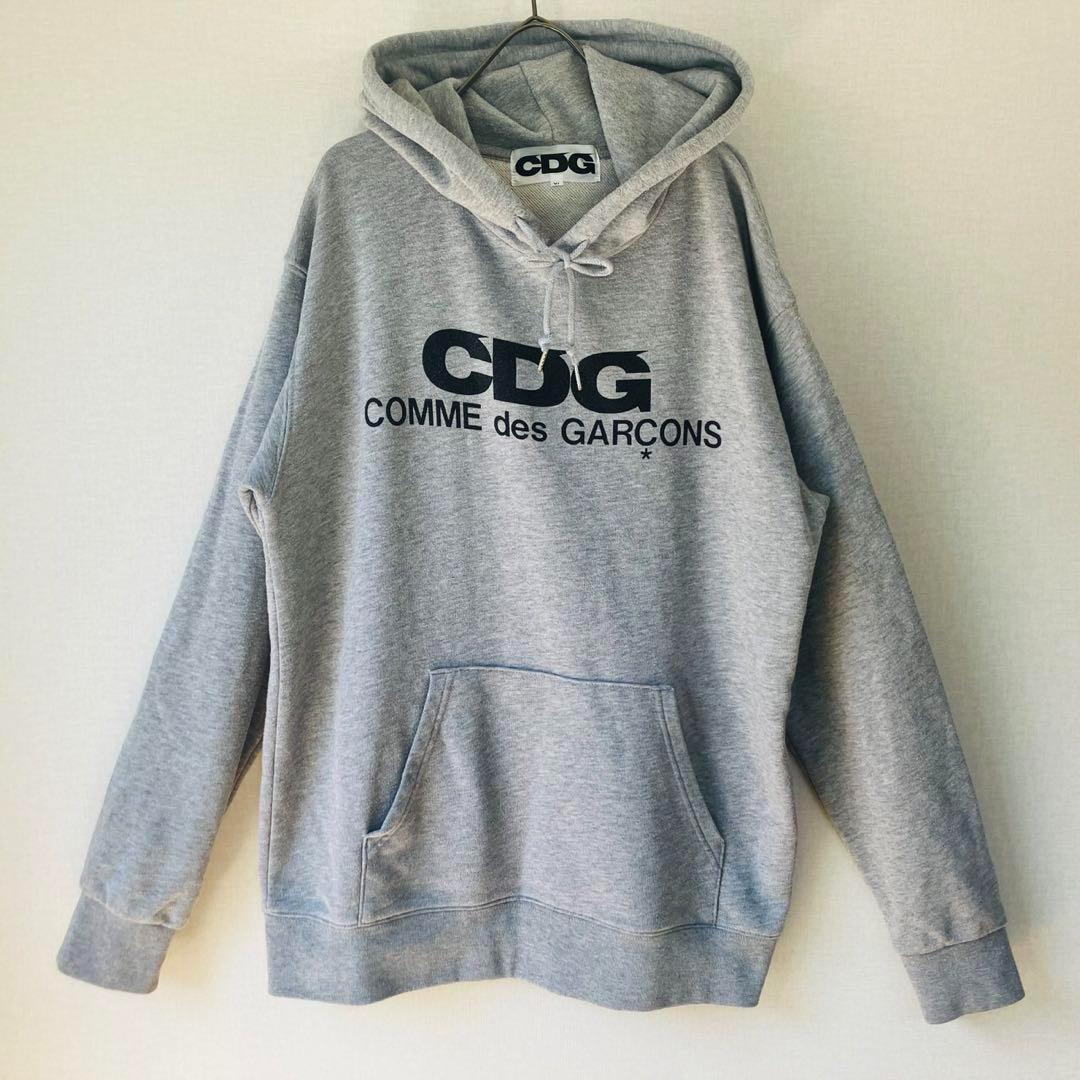 【大人気】コム デ ギャルソン パーカー サイズXL　 グレー ビックロゴ