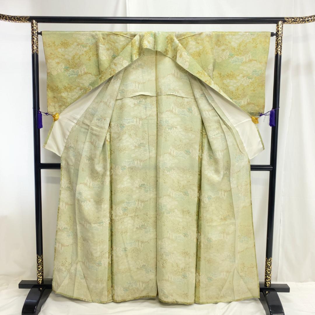 超特価sale開催!】 〔6628〕着物 小紋 単衣 緑 単品販売 embro.edu.sa
