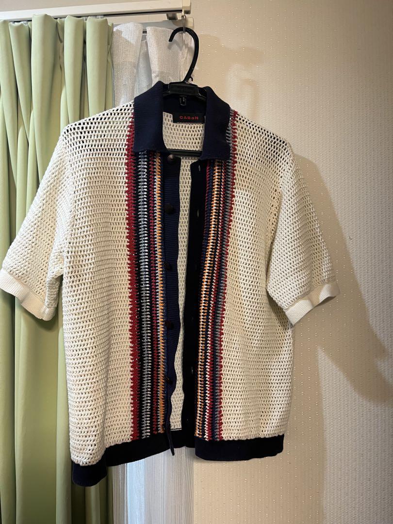 CABaN コットンナイロン ハンドクロシェポロカーディガン caban（キャバン）の「CABaN コットンナイロン ハンドクロシェ