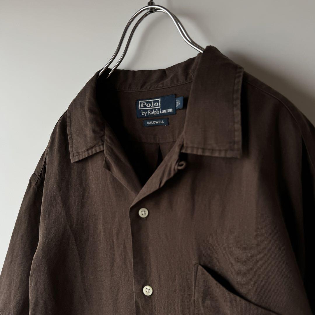 ポロ ラルフローレン 半袖 シャツ L ブラウン 茶 刺繍 CALDWELL