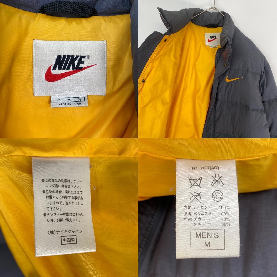 ナイキ ダウンジャケット 90s NIKE 刺繍ロゴ オレンジ M L相当 希少