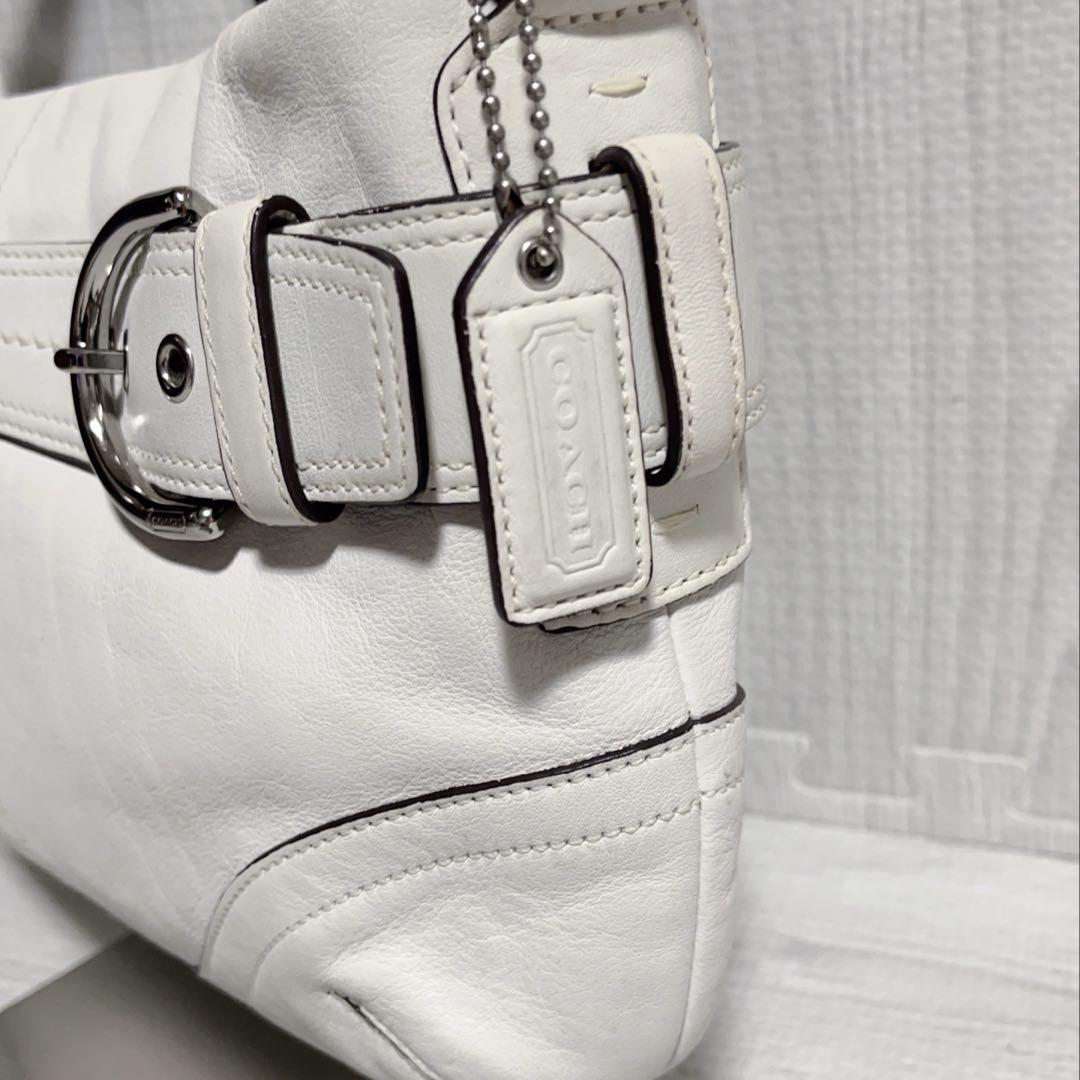 美品 コーチ COACH ショルダーバッグ レザー レディース ホワイト