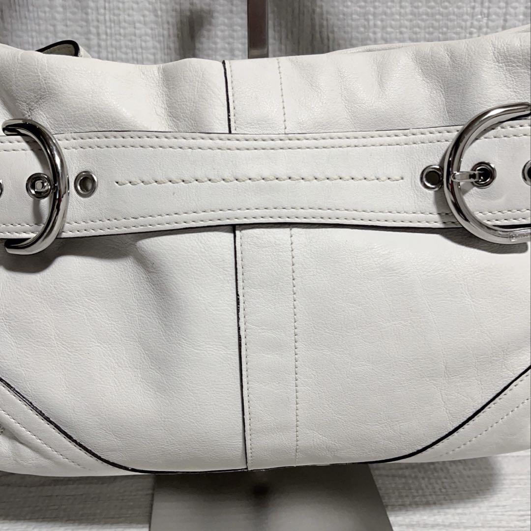 美品 コーチ COACH ショルダーバッグ レザー レディース ホワイト