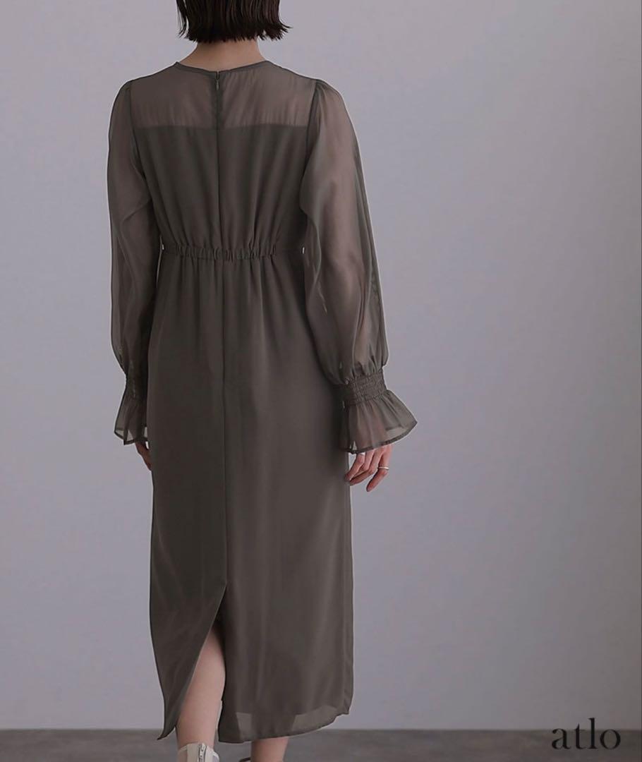 【美品】PourVousパーティードレス シフォン シアースリーブ 美品】PourVousパーティードレス シフォン シアースリーブ