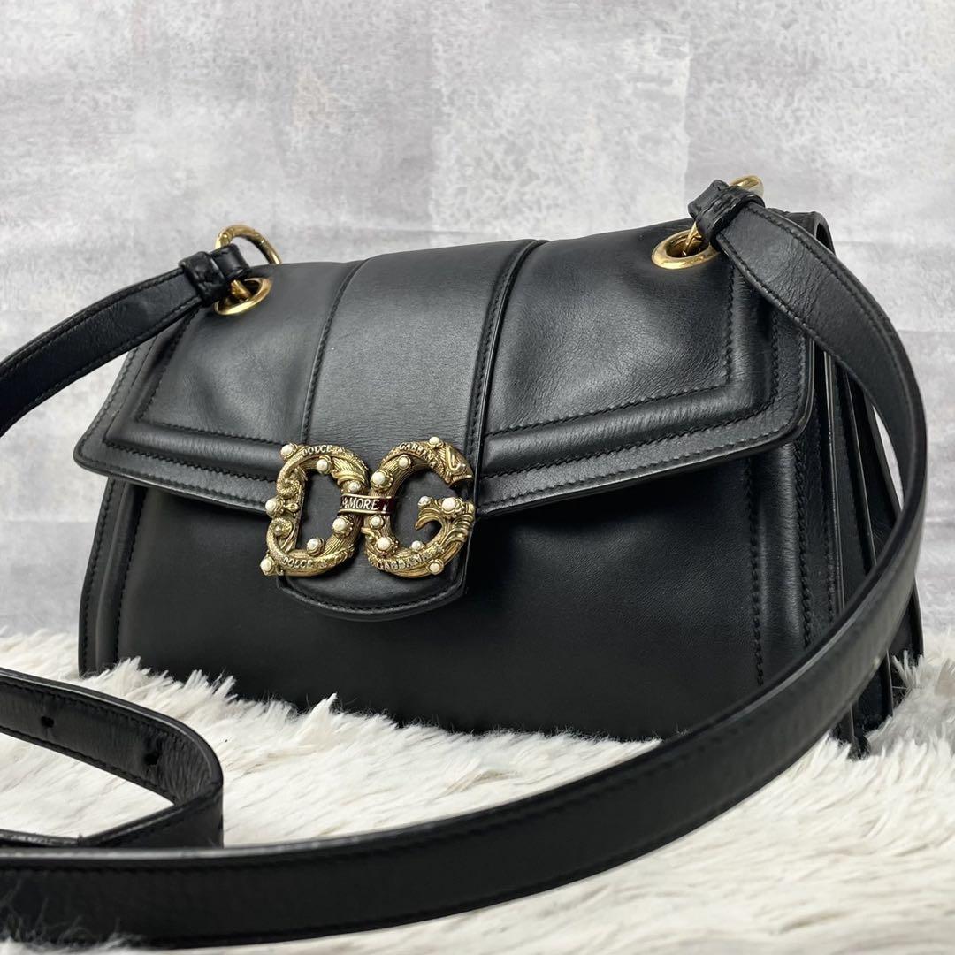 ✨極美品✨ドルチェ＆ガッバーナ　ボディーバッグ　ロゴ金具　ナイロン　レザー　黒 美品 ドルチェアンドガッバーナ レザー ショルダーバッグ