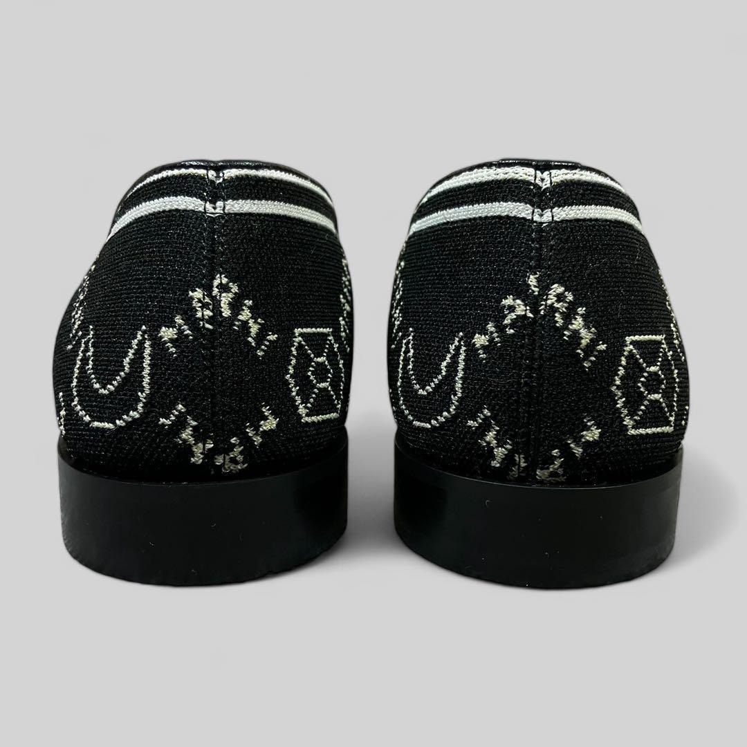 MARNI ニットローファー 40 ロゴ ジャガード 黒 モカシン