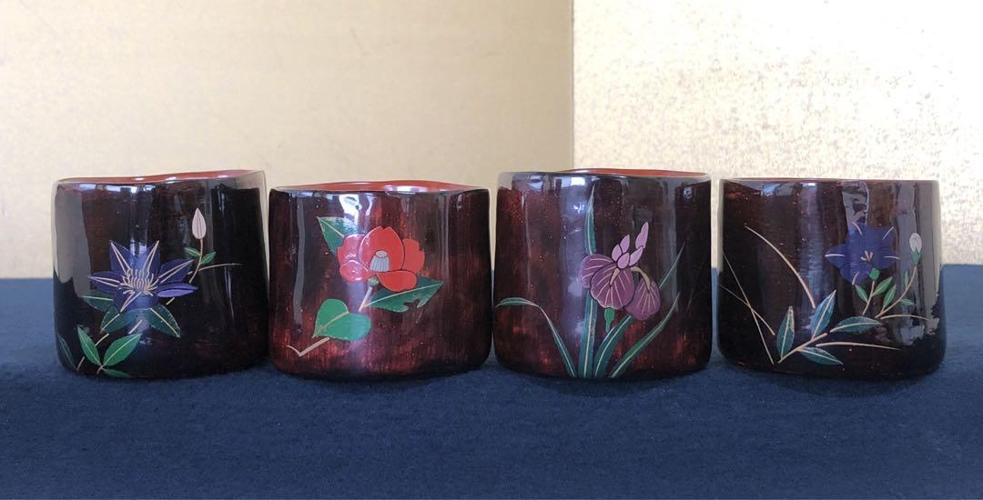 専用です 輪島塗 木製 草花金蒔絵 黒塗椀 十客 木箱 福寿草 南天 MA31 輪島塗 草花絵替蒔絵 湯呑4客 木製漆器 木箱 250731F3 - メルカリ