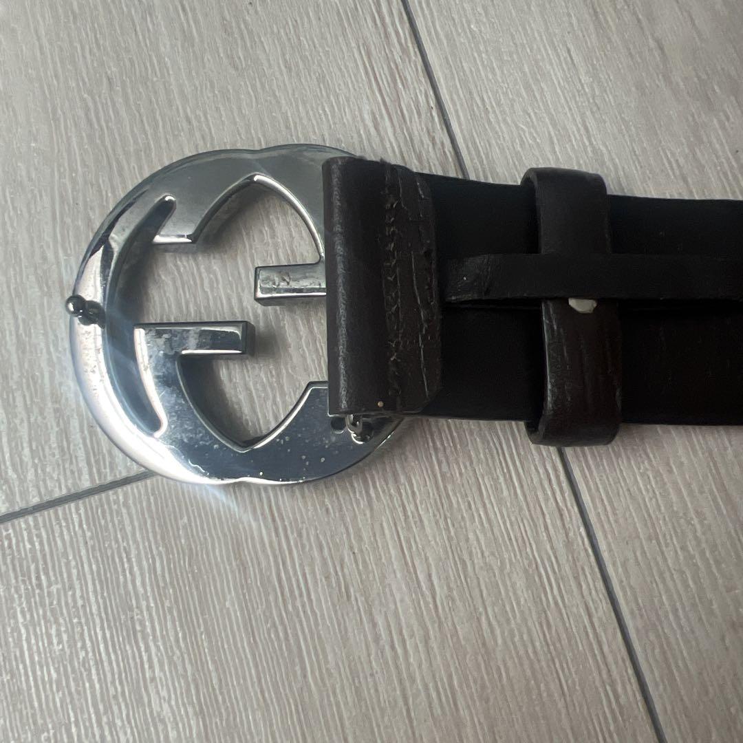 GGパターン ブラウンレザーベルト GUCCI 美品 値下げ！Gucci GGパターン ベルト ブラウン