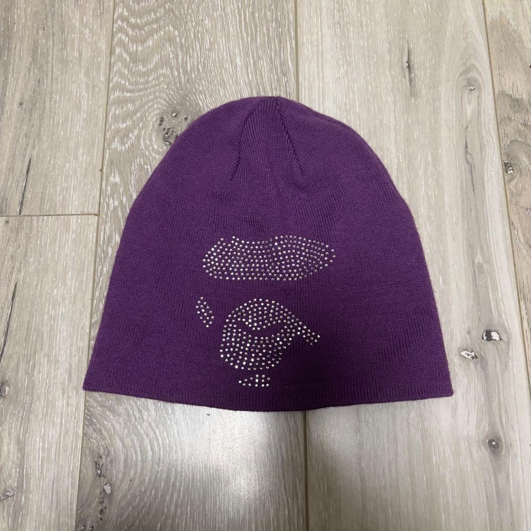 a bathing ape BAPE ニット帽 紫A BATHING APE
