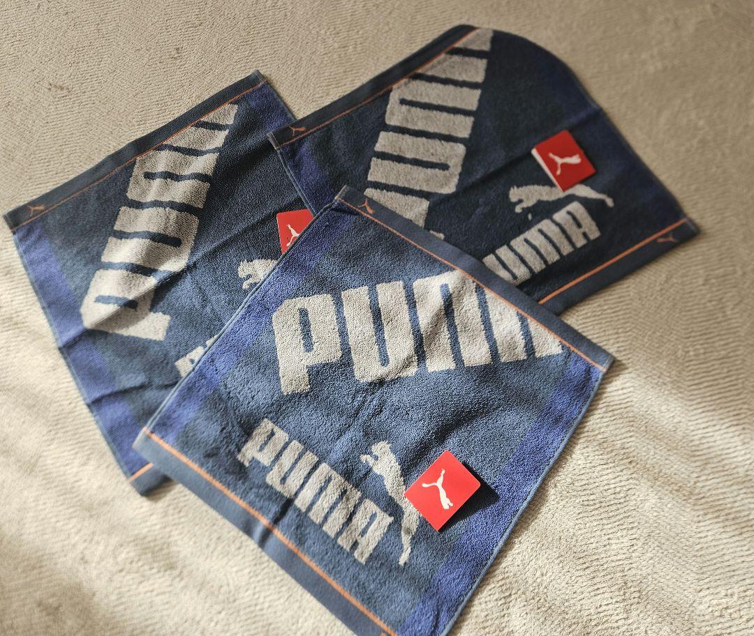 PUMA ロゴ入り ウォッシュタオル 34x36cm ハンドタオル 3枚セット