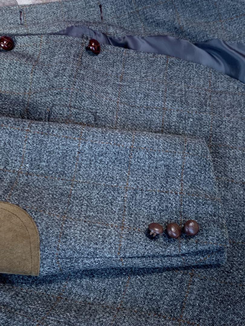 '90年代J Press手縫いHarrisTweed三つボタン段返り胡桃ボタン