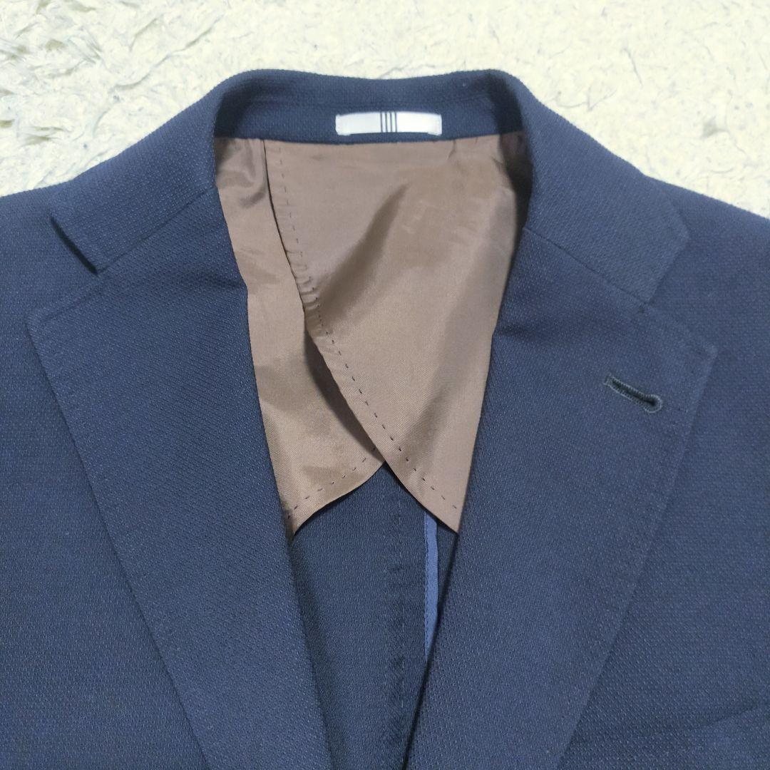 steels　スーツセレクト×マルゾット・紺ブレザー・ホップサック・銀ボタ