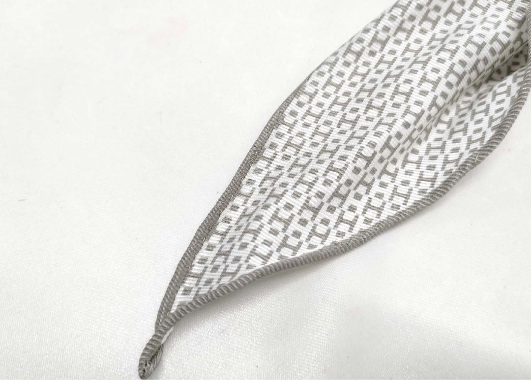 HERMES ロサンジュ シルクスカーフ ひし形 H柄 グレー