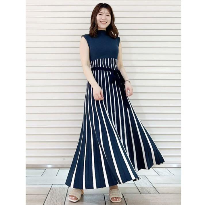 マーキュリーデュオ】配色リブニットワンピース/ノースリーブ マーキュリーデュオ】配色リブニットワンピース/ノースリーブ