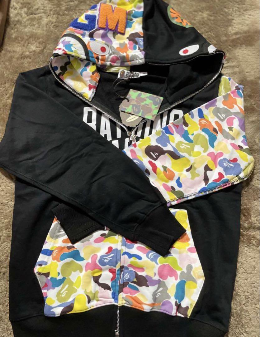APE シャークパーカー ジップアップ カモ L