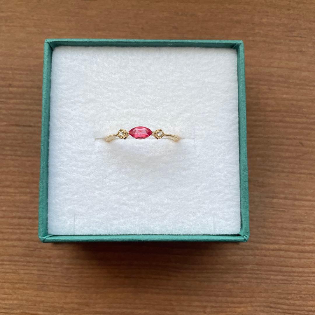 ピンクスピネルリング　13号　18KYG ピンスピ