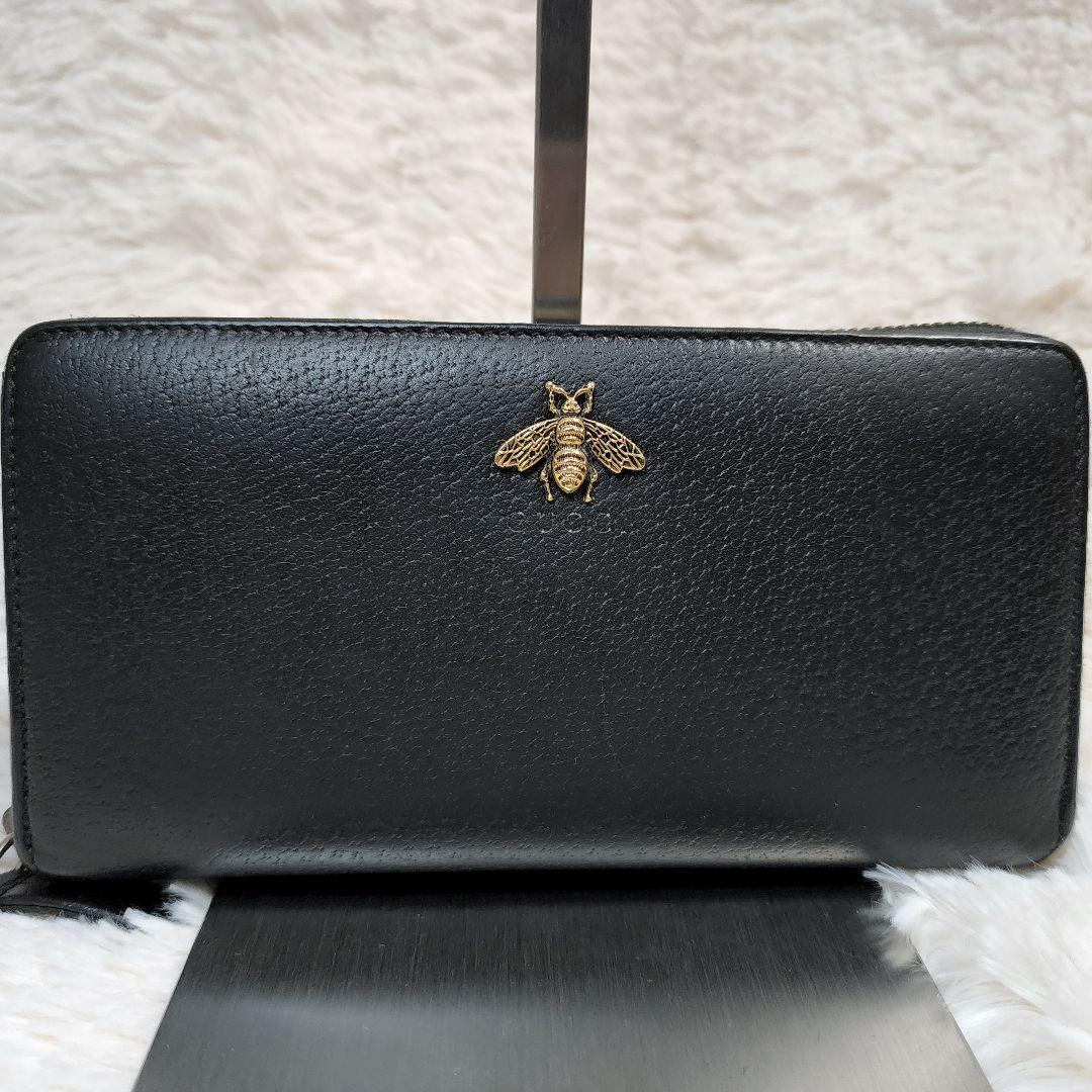 Gucci 長財布 ラウンドファスナー アニマリエ 蜂 ビー　黒