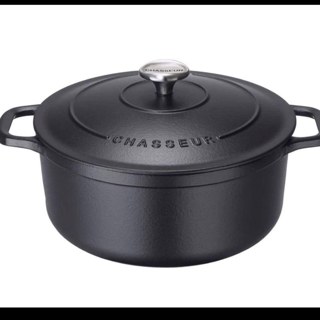CHASSEUR サブライム ラウンドキャセロール 24cm ブラック 両手鍋