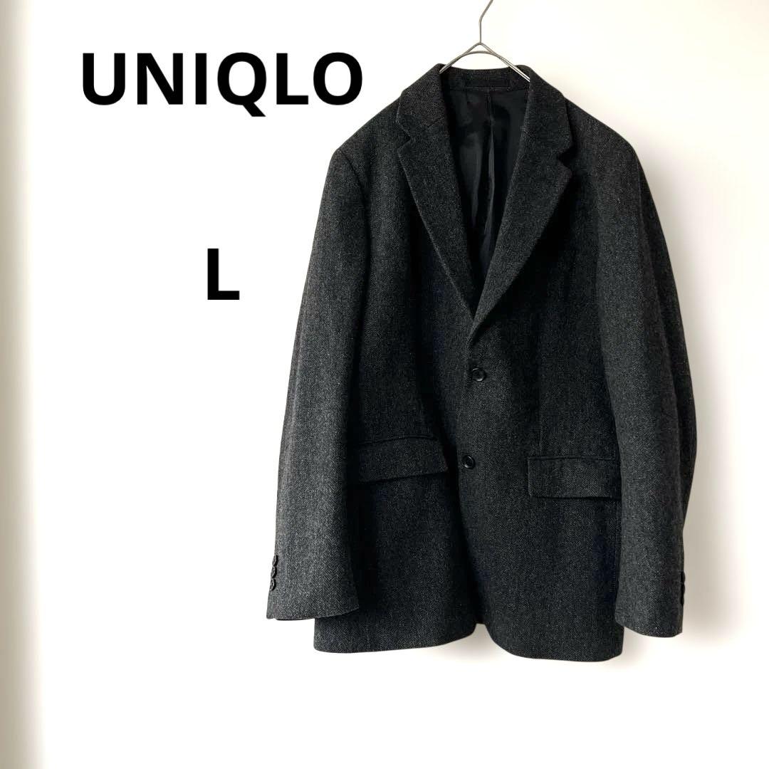 【美品】ユニクロ ダークグレー　ジャケット　ブレザーフォーマル　アウター　秋冬用