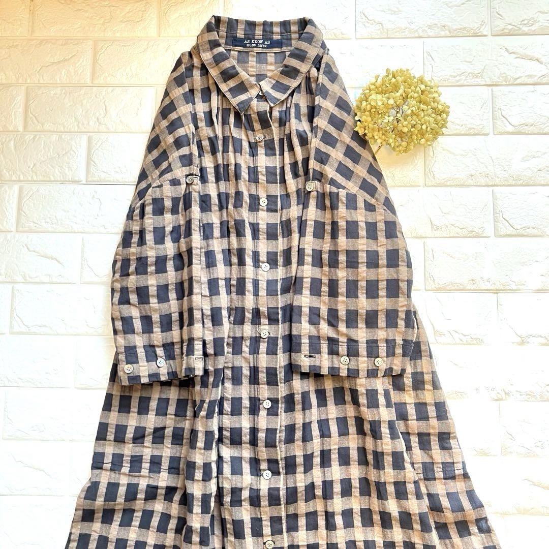 美品　AS KNOW AS アズノウアズ　ワンピース　チェック　羽織り