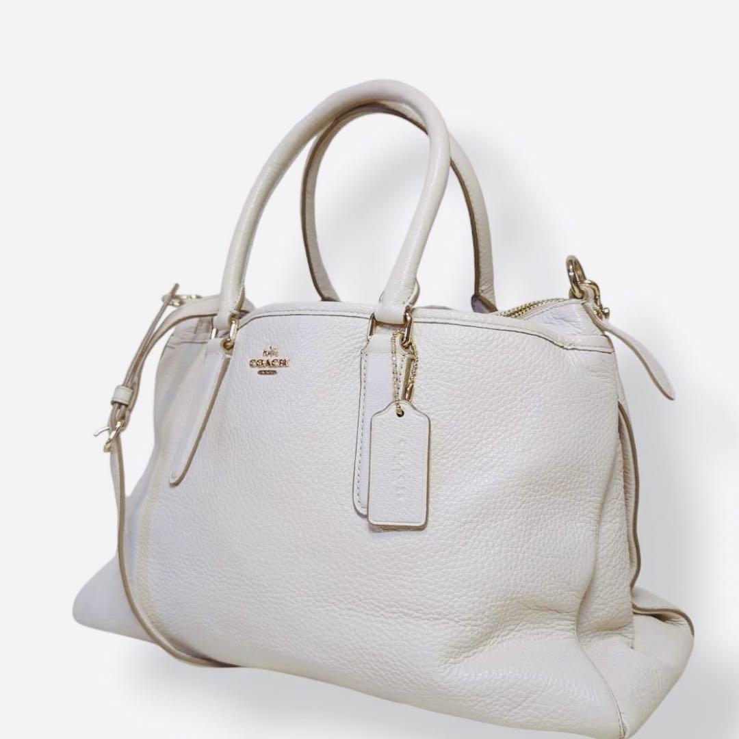 COACH コーチ 2wayハンドバッグF35185 アイボリー ゴールド金具