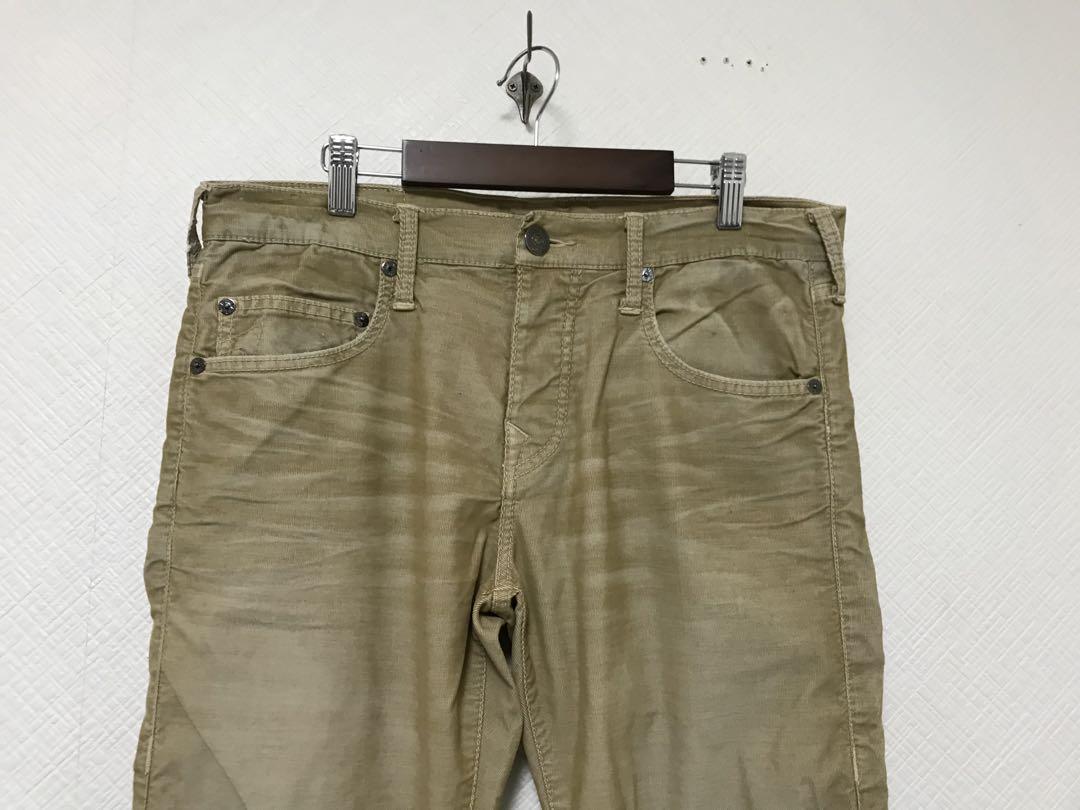 本物トゥルーレリジョンTRUERELIGIONコットンチノパンツワークメンズ茶M