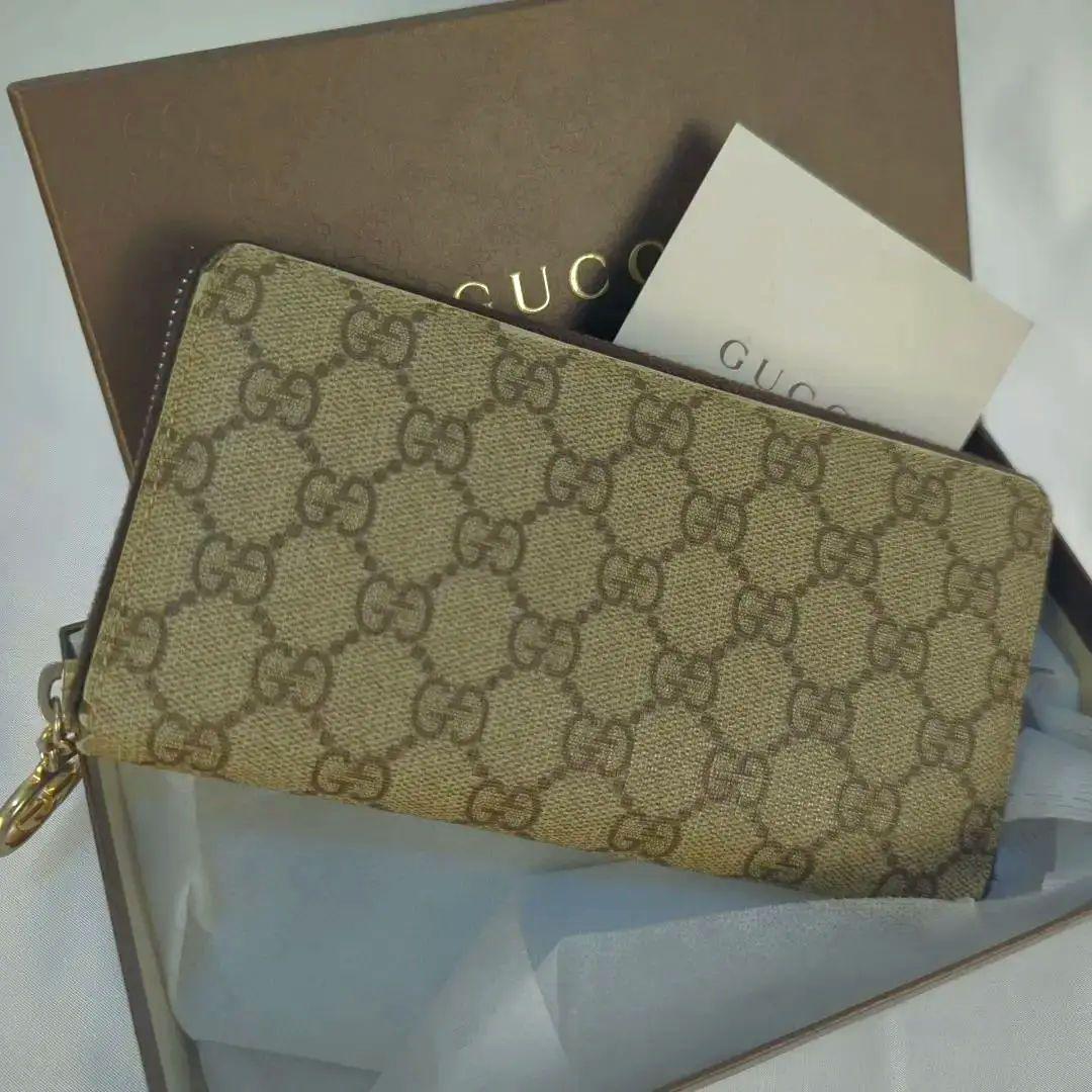 GUCCI グッチ 長財布 GG柄 スプリーム ラウンド ジップ ジッピー
