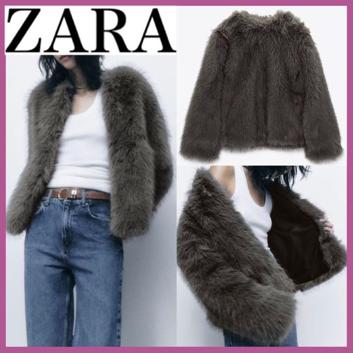大人気ZARAクロップドフェイクファーXS｜ファッション