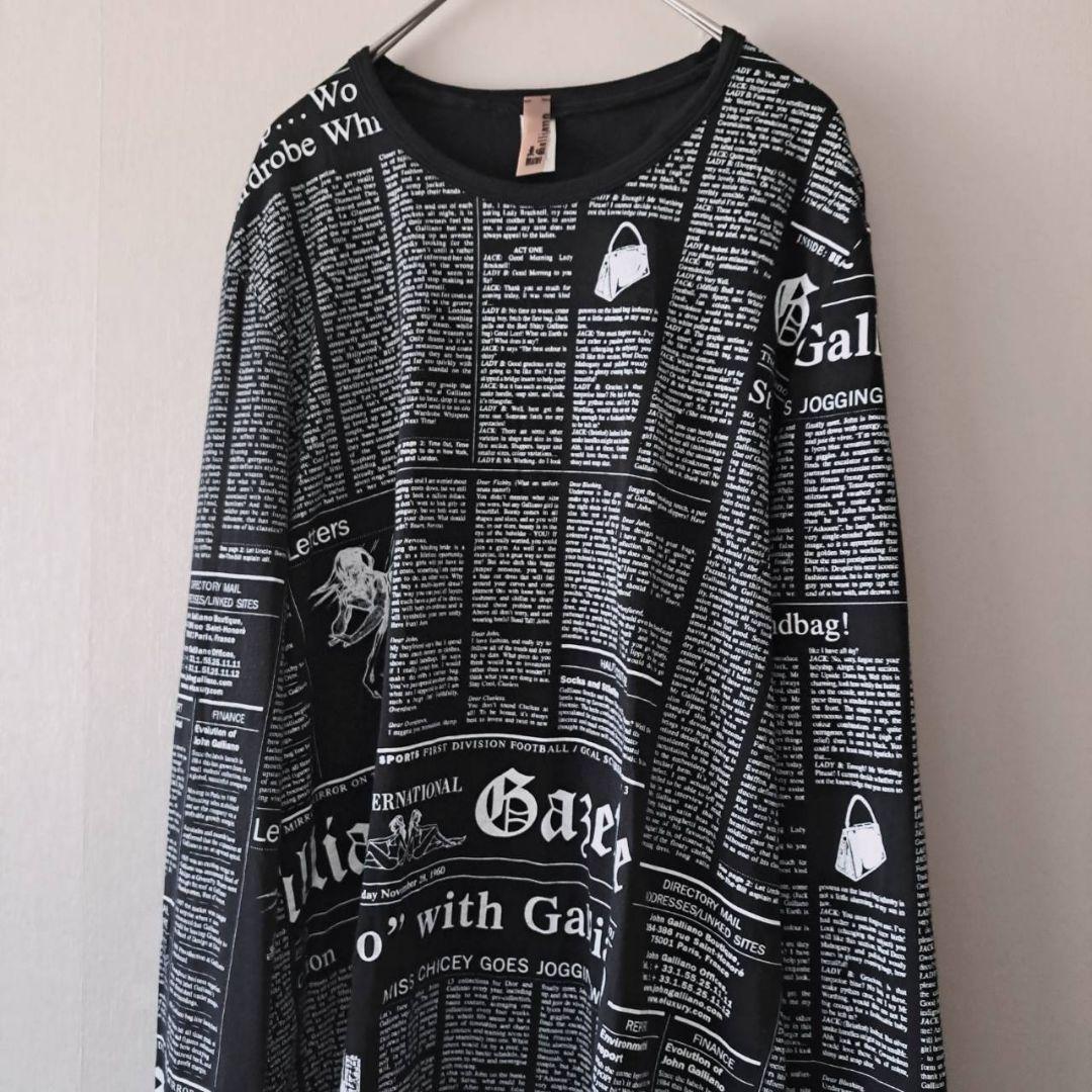 john galliano ジョンガリアーノ ニュースペーパー 長袖 Tシャツ