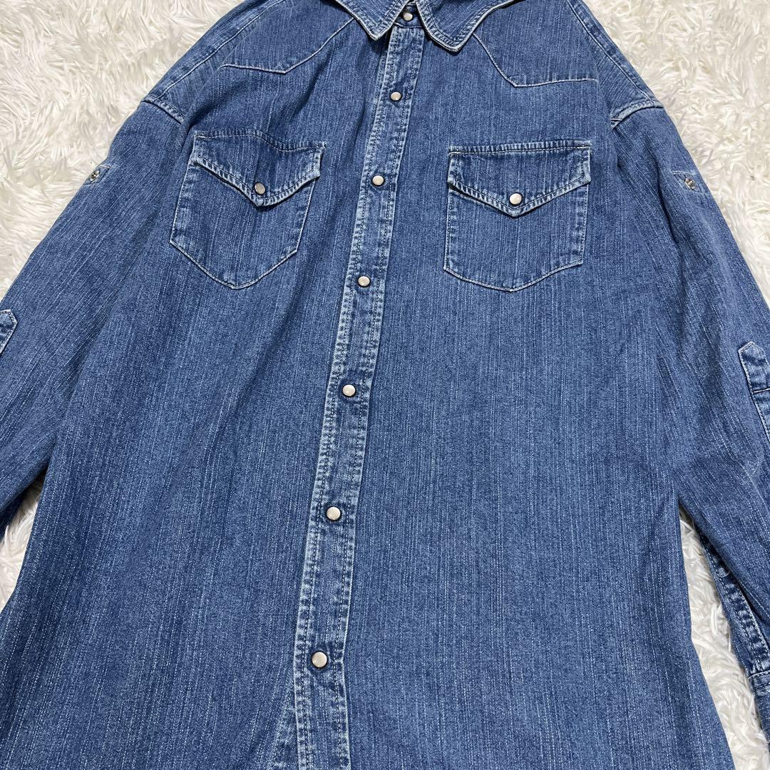 大人女性の デニム ミハラヤスヒロ 美品 ロング 36 インディゴブルー シャツ トップス