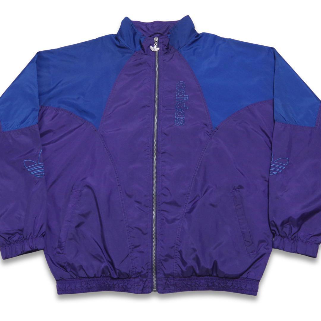 古着 80s adidas ナイロンジャケット 青 紫 古着 80s adidas ナイロンジャケット 青 紫