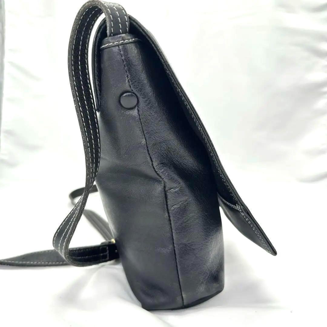 LANCEL ランセル 本革 レザー ショルダー ブラック L字