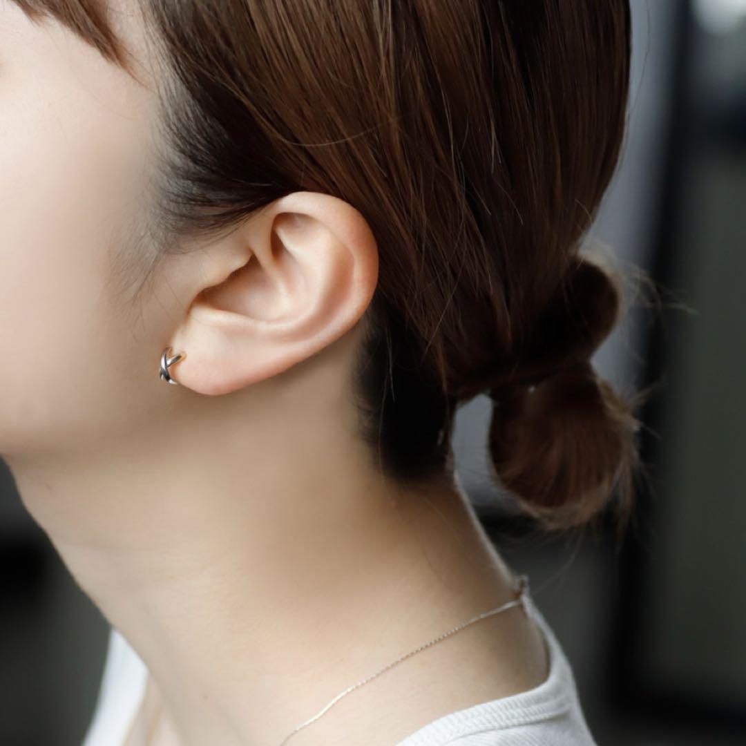 送料無料 日本 K10 mimi33 プラチナ アクセサリー クロスラインピアス ピアス アクセサリー