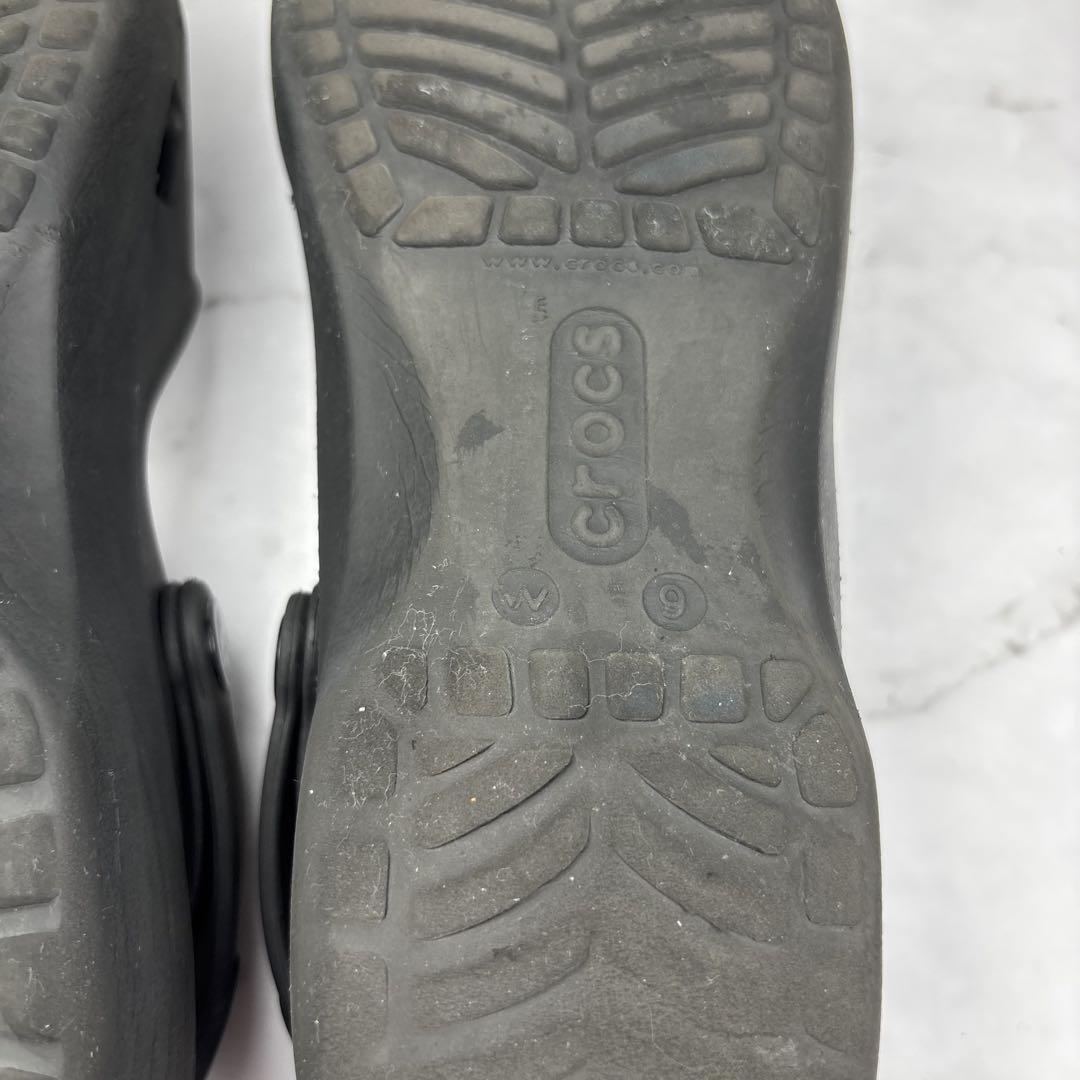 【希少】crocs クロックス メリージェンW9 黒 サンダル スリッポン