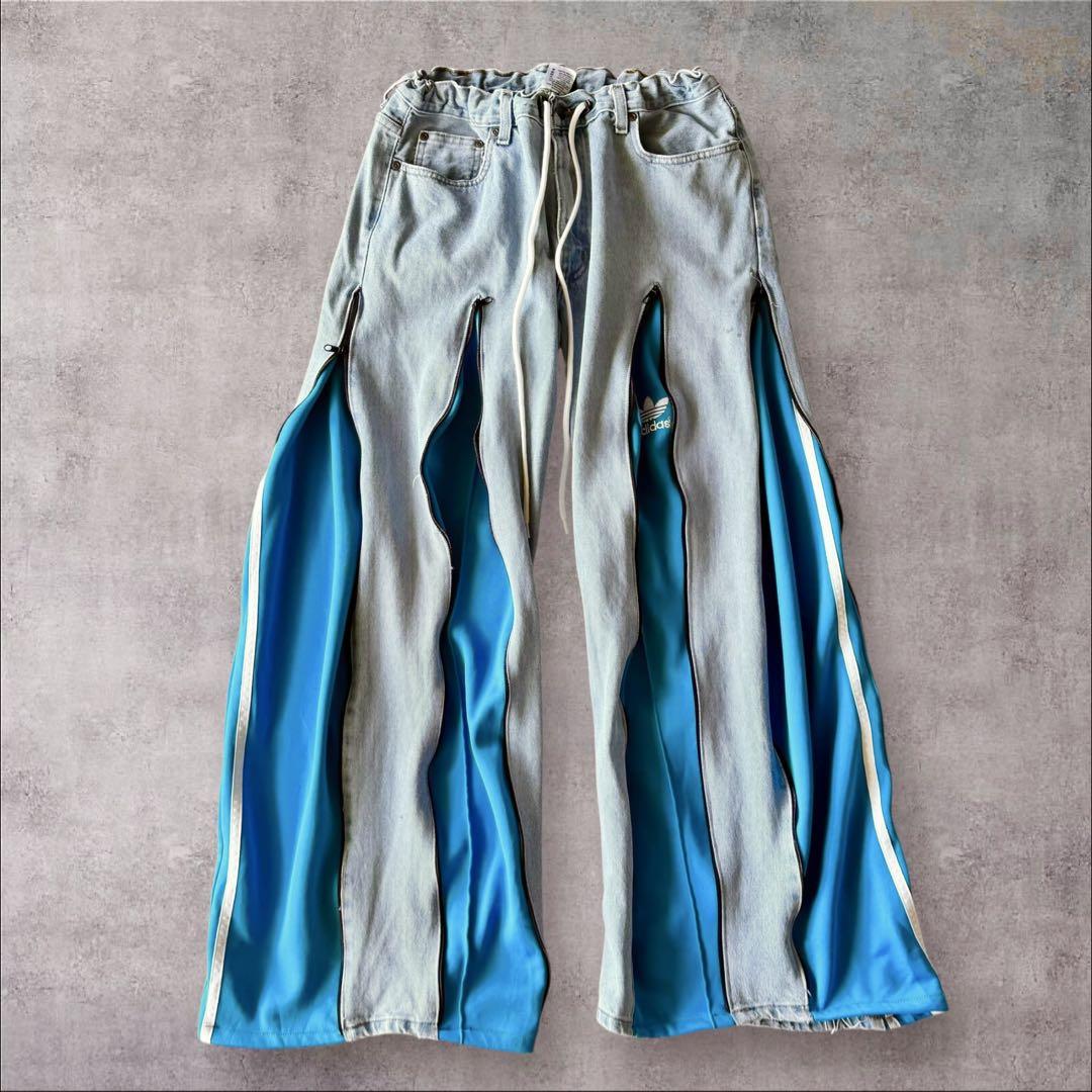 再構築 リメイクワイドデニム パンツ リメイク サイドジップ