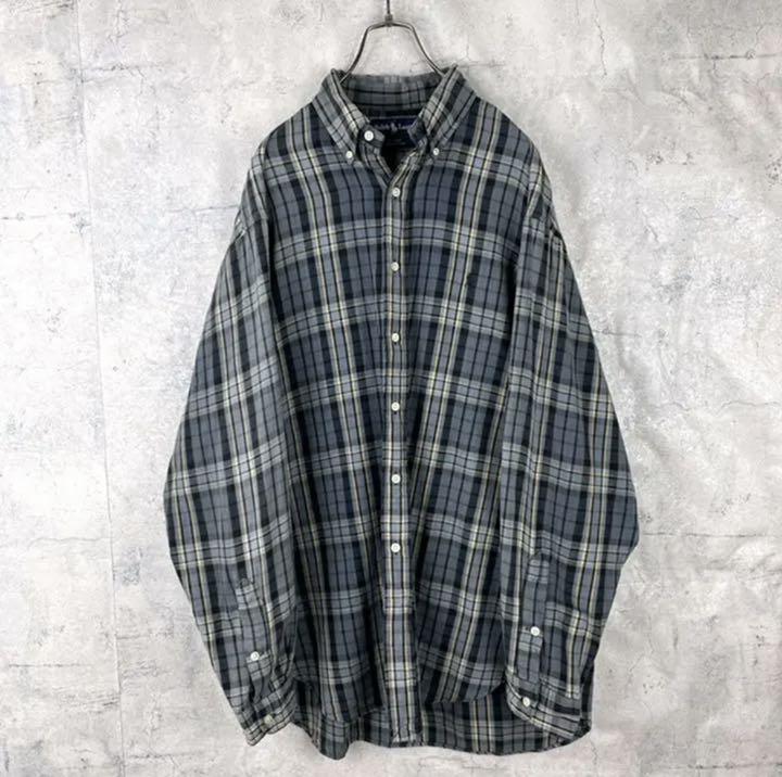 希少 90s ラルフローレン BDチェックシャツ 刺繍 ビッグシャツ グレー美品 - メルカリ 希少 90s ラルフローレン BDチェックシャツ 刺繍 ビッグシャツ グレー美品 - メルカリ