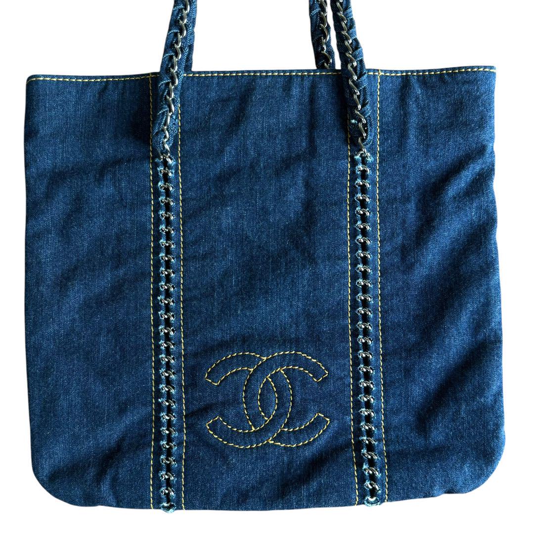 CHANEL デニム チェーン トートバッグ ラグジュアリーライン