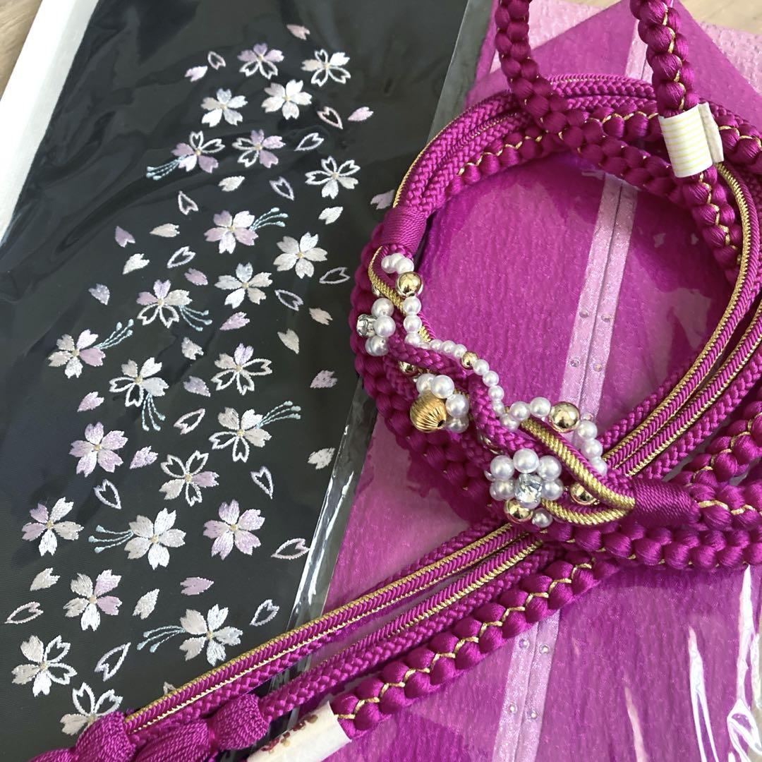 新品振袖用帯締め刺繍半衿振袖用重ね衿