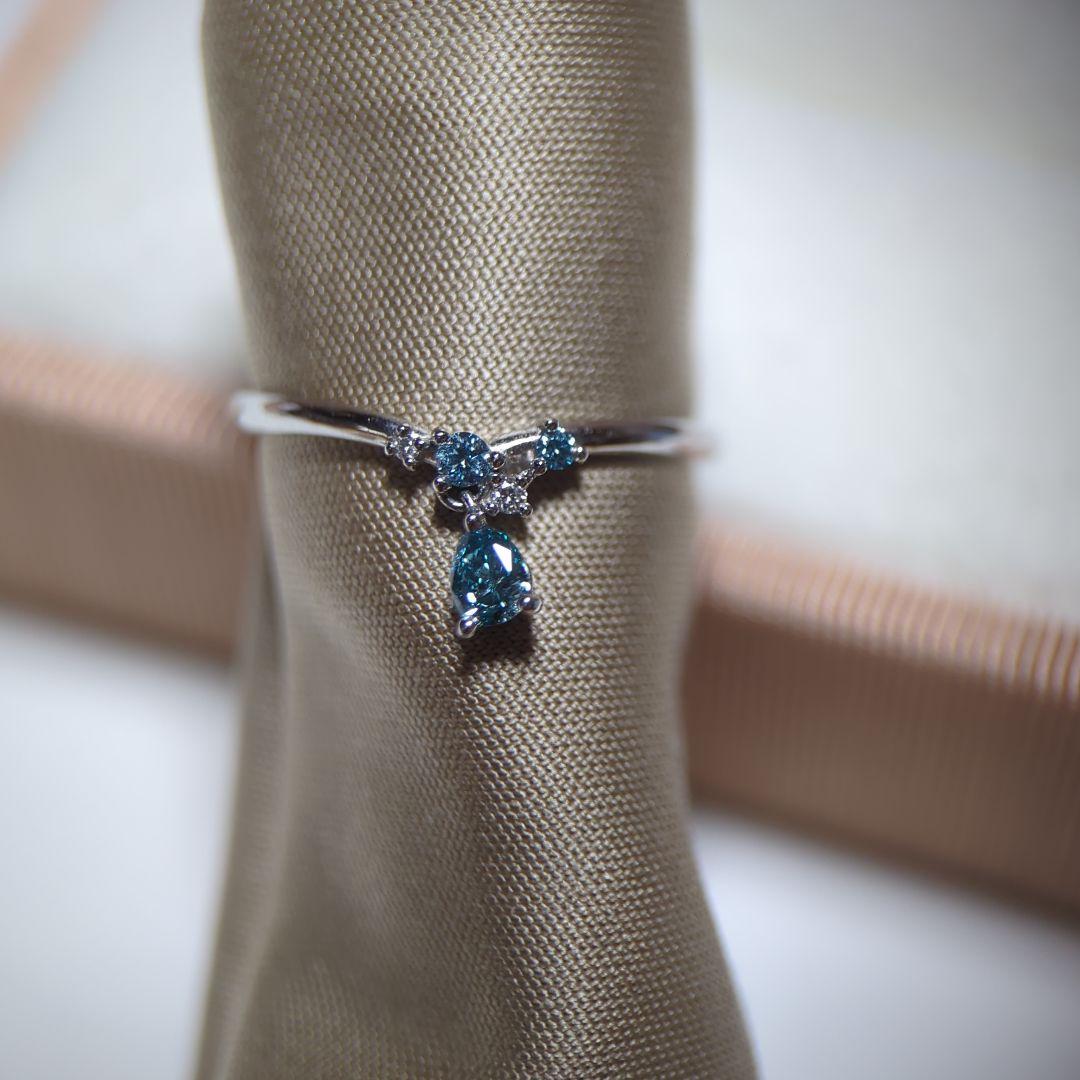 BIZOUX✰ブルーダイヤモンド（ラボグロウン）PTリング•トランジュ　15号