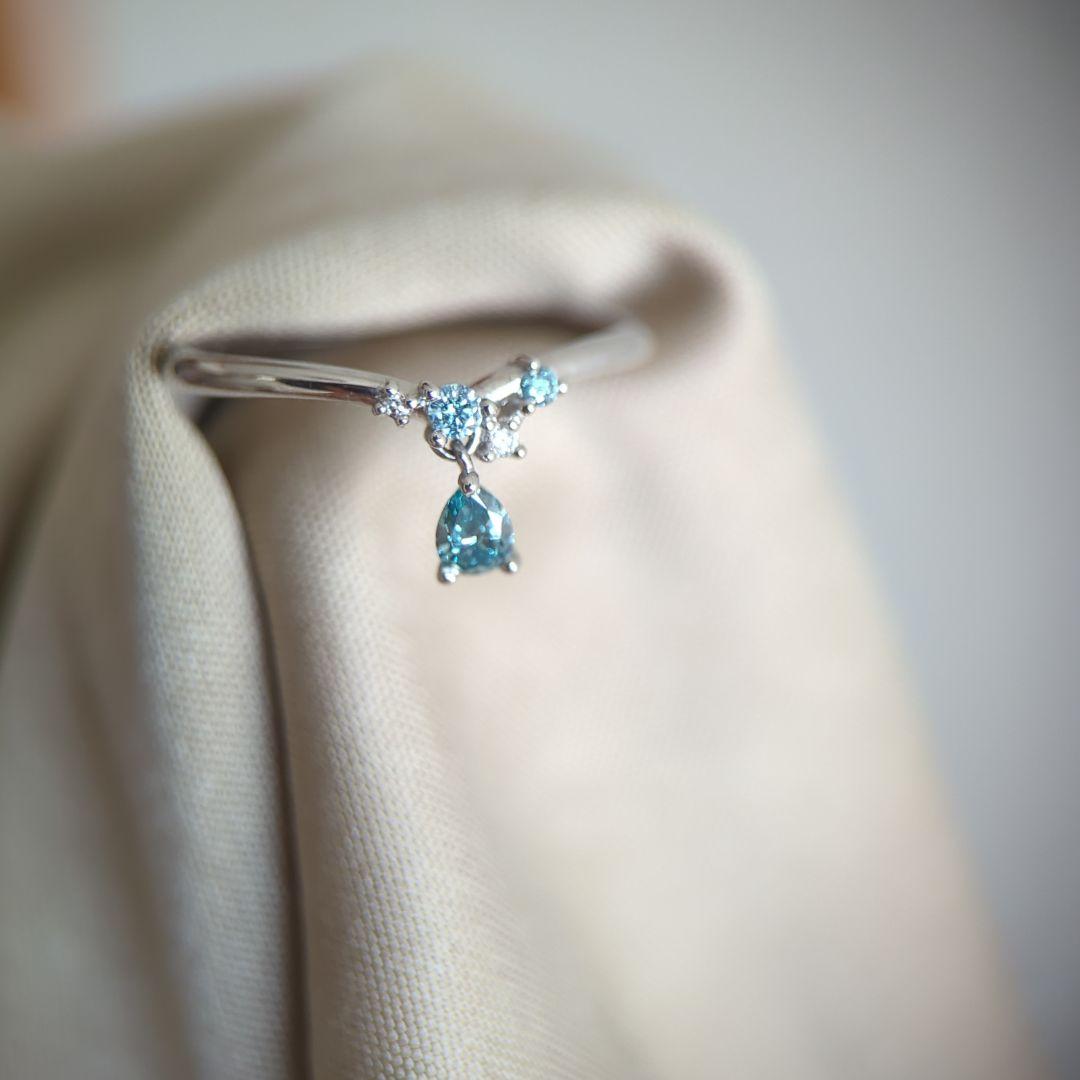 BIZOUX✰ブルーダイヤモンド（ラボグロウン）PTリング•トランジュ　15号