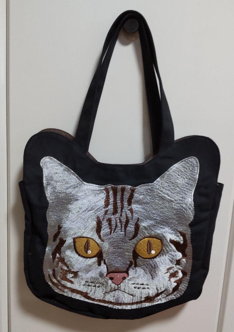 猫の顔刺繍トートバッグ・ ネコミミ帽子
