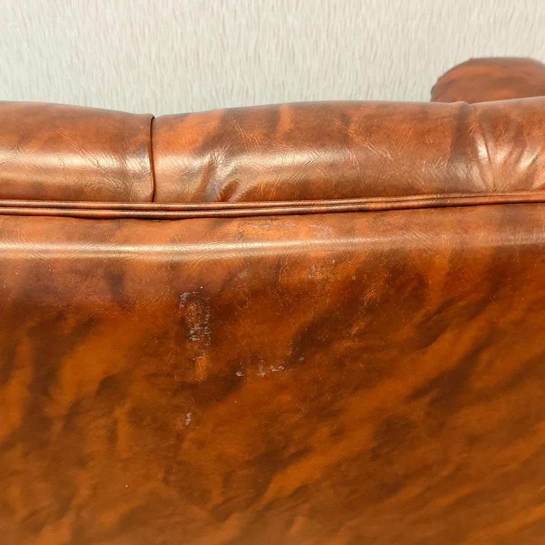 カリモク　ヴィンテージソファ　3人掛け　ひじ掛け　レザー