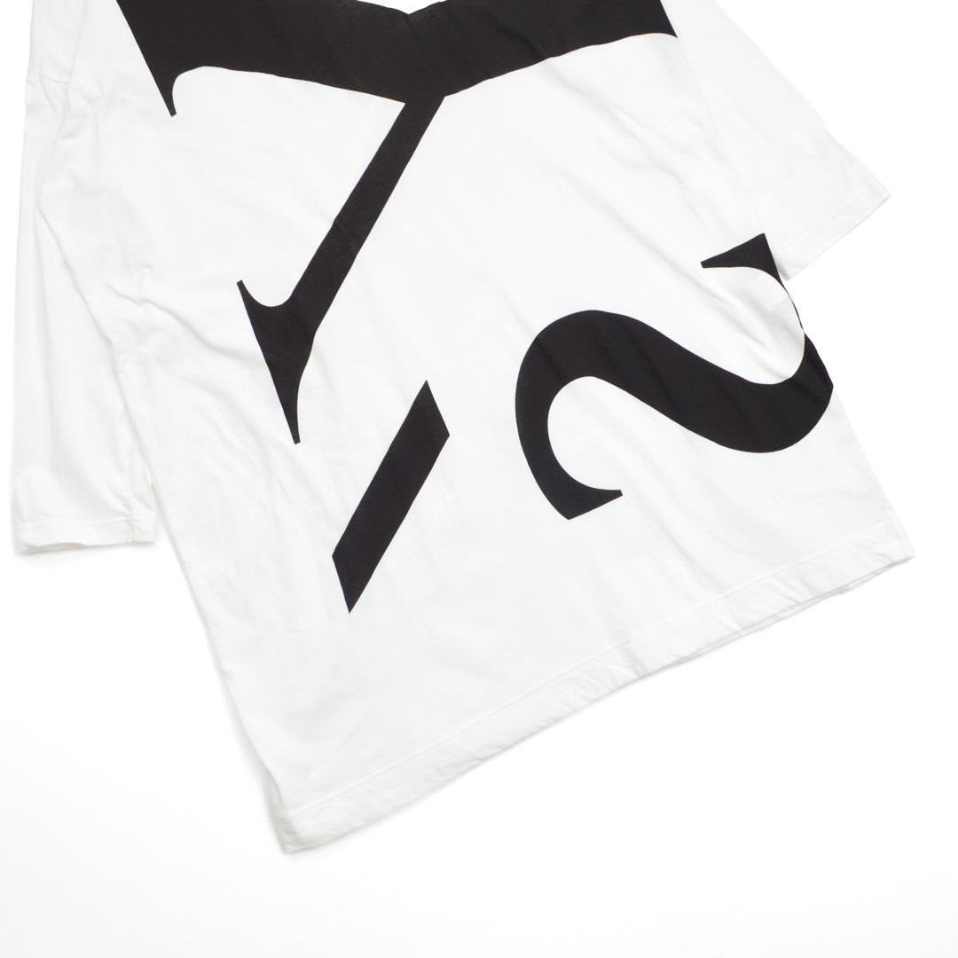 Y'sワイズ日本製 ビッグロゴプリントオーバーサイズ綿TシャツワンピースM白 Y'sワイズ日本製 ビッグロゴプリントオーバーサイズ綿TシャツワンピースM白