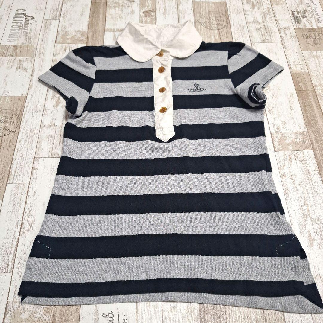 【美品】Vivienne Westwood ポロシャツ L ボーダー グレー 黒