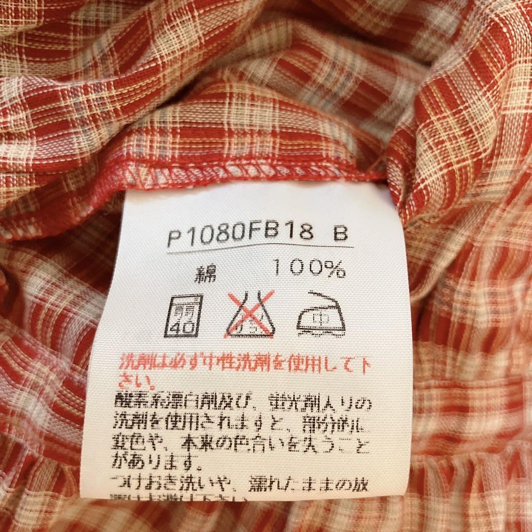 未使用に近い ピンクハウス 赤 ギンガムチェック ブラウス